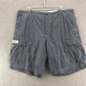 Denim & Supply Ralph Lauren Shorts Mens 42 Blue Striped Cargo Pockets Button Fly